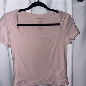 Pink Rose Light Blush Scoop Neck Crop Top